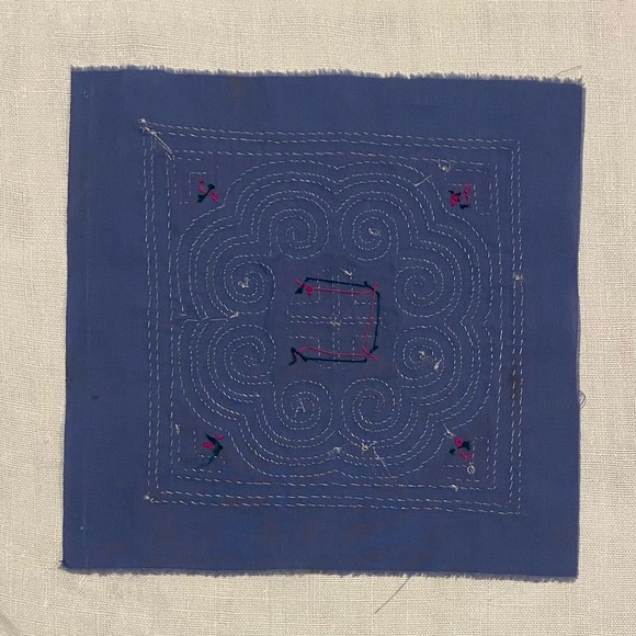 Vintage Hand Appliquéd Quilt Fabric Square -handmade Mola/ Egyptian textile art - Picture 2 of 5